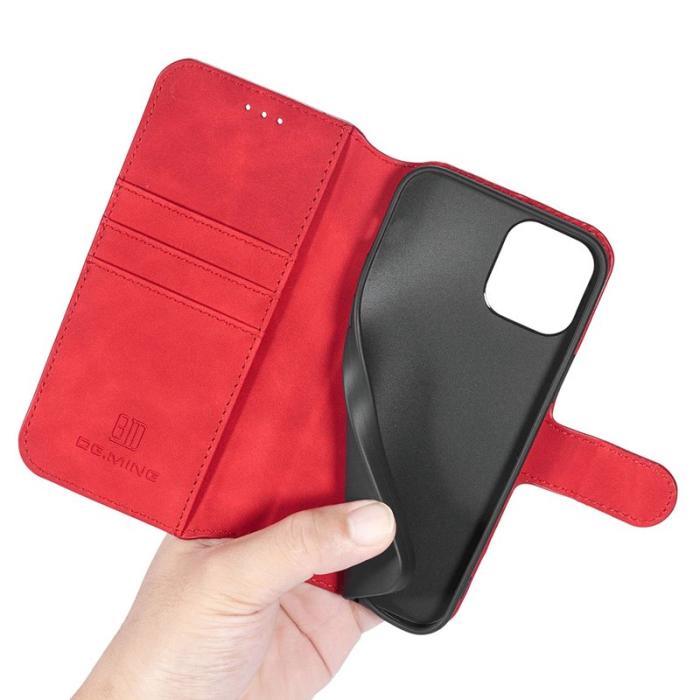 DG.MING - DG.MING Stand iPhone 13 Pro Konstläder Plånboksfodral Retro Röd