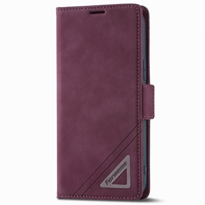 FORWENW - FORWENW F3-Series iPhone 13 Pro Plånboksfodral Konstläder - Vinröd