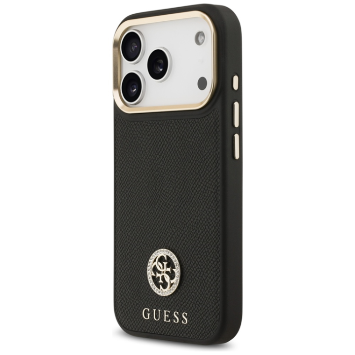 Guess - Guess iPhone 17 Pro Max Mobilskal Magsafe Grained Strass Logo - Svart