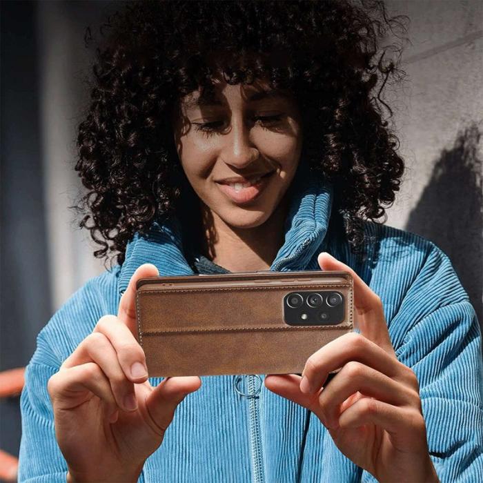 LC.imeeke - LC.IMEEKE Plånboksfodral för Samsung Galaxy A53 5G - Konstläder - Brun