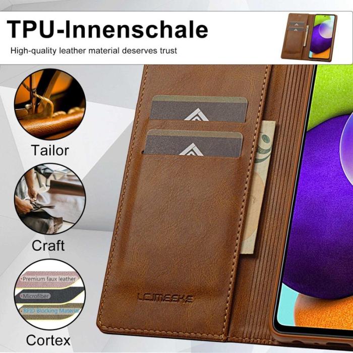 LC.imeeke - LC.IMEEKE Plånboksfodral för Samsung Galaxy A53 5G - Konstläder - Brun