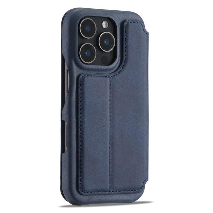 LC.imeeke - LC.IMEEKE iPhone 16 Pro Fodral Kortfack Ställ KonstLäder - Blå