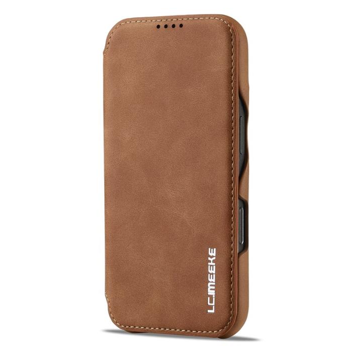LC.imeeke - LC.IMEEKE iPhone 16 Pro Fodral Kortfack Ställ KonstLäder - Brun