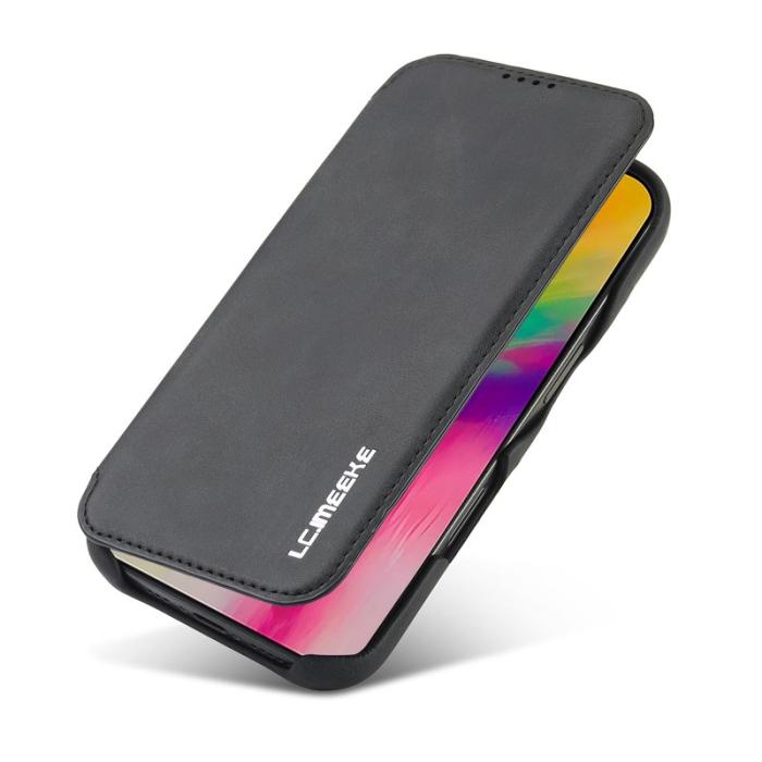 LC.imeeke - LC.IMEEKE iPhone 16 Pro Fodral Kortfickor KonstLäder - Svart