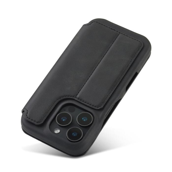 LC.imeeke - LC.IMEEKE iPhone 16 Pro Fodral Kortfickor KonstLäder - Svart