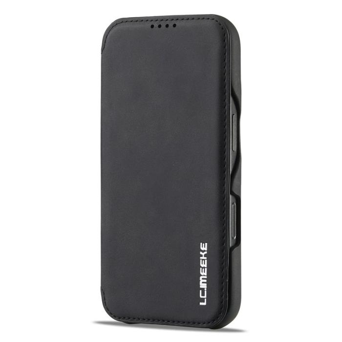 LC.imeeke - LC.IMEEKE iPhone 16 Pro Fodral Kortfickor KonstLäder - Svart