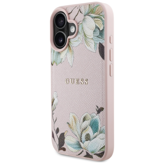 Guess - Guess iPhone 16 Mobilskal Magsafe Flower Pattern - Rosa