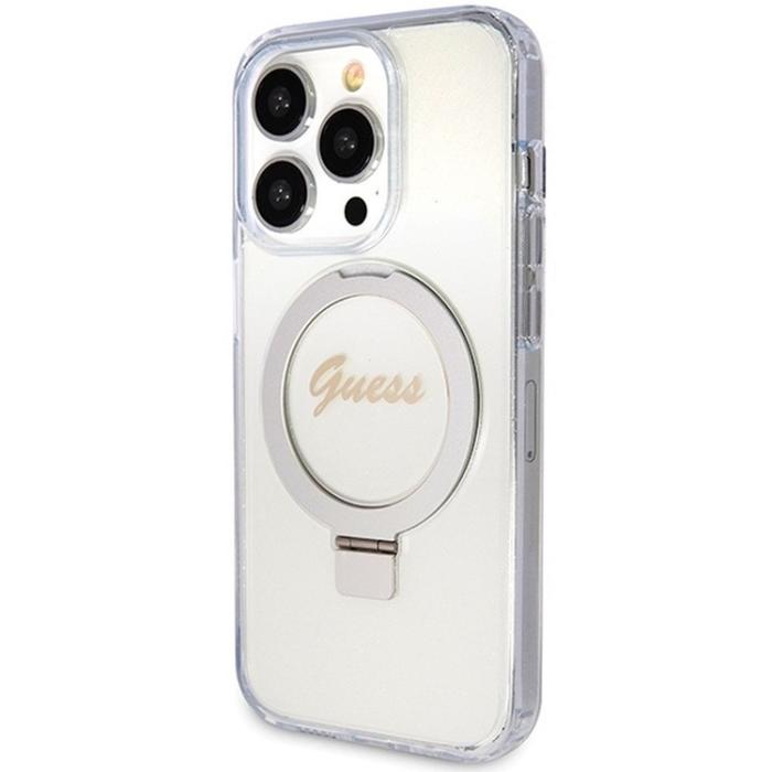 Guess - Guess iPhone 15 Pro Mobilskal Ringhållare Magsafe Glitter Script