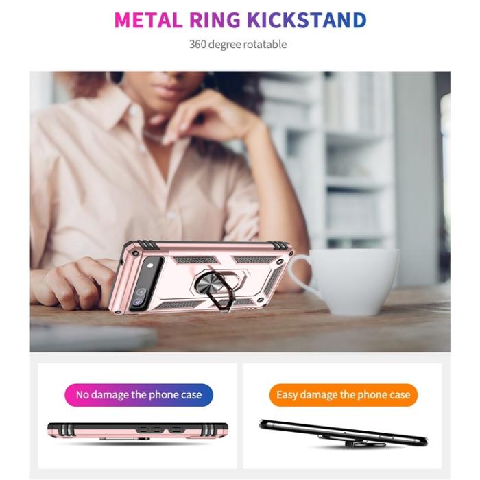 A-One Brand - Google Pixel 6a Skal Ringhållare Kickstand - Rosa Guld