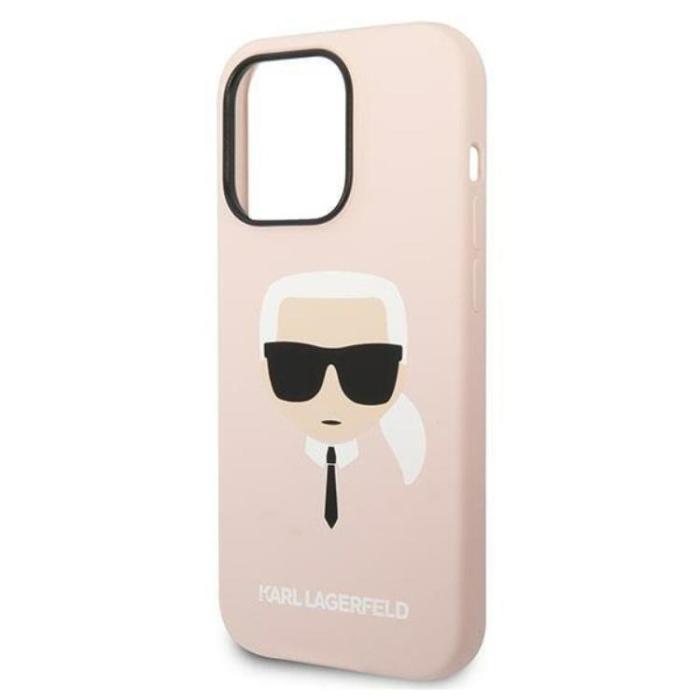 KARL LAGERFELD - Karl Lagerfeld iPhone 14 Pro Skal Magsafe Silicone Karl`s Head - Rosa