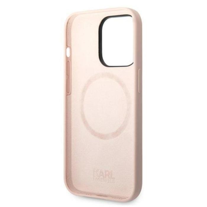 KARL LAGERFELD - Karl Lagerfeld iPhone 14 Pro Skal Magsafe Silicone Karl`s Head - Rosa