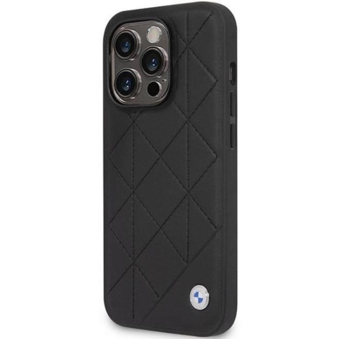 BMW - BMW iPhone 14 Pro Mobilskal Läder Quilted- Svart
