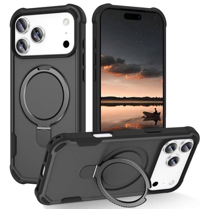 A-One Brand - iPhone 17 Pro Mobilskal MagSafe Kickstand Shockproof - Svart