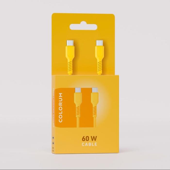 Colorum - Colorum USB-C till USB-C Kabel 1.8m 3A - Gul