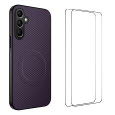 WANLONFENG - WANLONFENG Samsung Galaxy S26 Skal Kolfiber Textur PC TPU - Lila