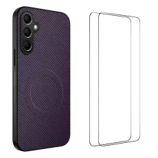 WANLONFENG - WANLONFENG Samsung Galaxy S26 Skal Kolfiber Textur PC TPU - Lila