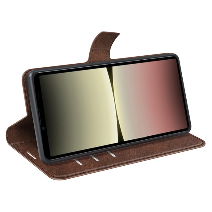 A-One Brand - Sony Xperia 10 V Plånboksfodral Folio Flip Calf - Brun