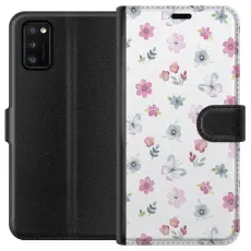 Gustaf - Pl&aring;nboksfodral till Samsung Galaxy A41 med Blommor och fj&auml;rillar
