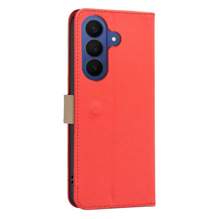 BINFEN COLOR - BINFEN Samsung Galaxy S26 Plus Fodral Äkta Läder RFID - Röd