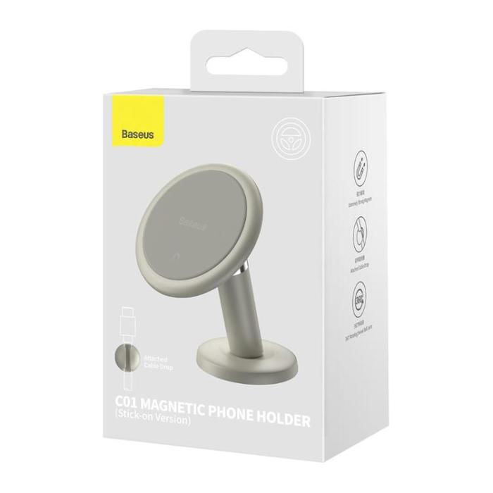 BASEUS - Baseus C01 Magnetisk Bilhållare Instrumentbräda - Kräm Vit