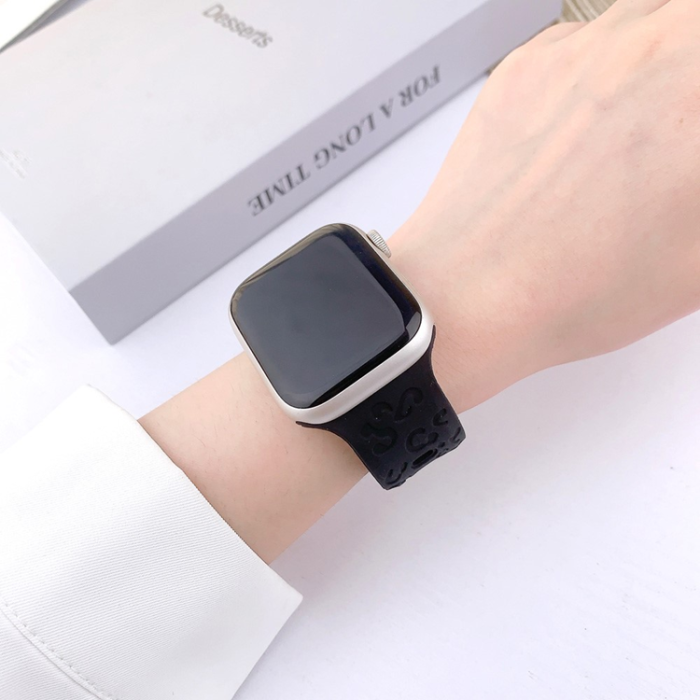 A-One Brand - Apple Watch (38/40/41mm) Armband Leopard Texture - Svart
