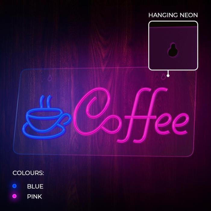 Neolia - Neolia LED Neon PLEXI COFFEE NNE11 - Rosa/Blå