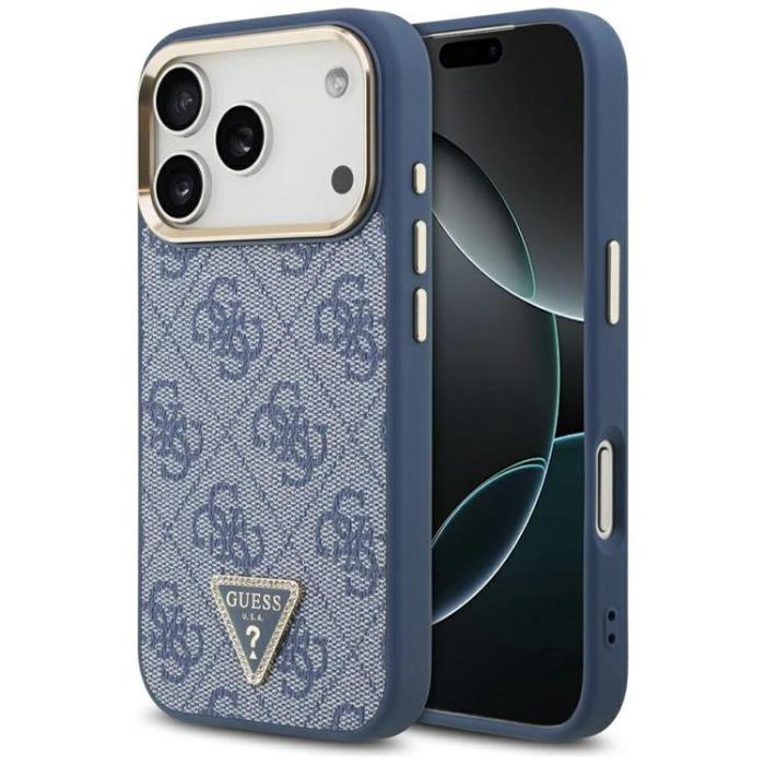 Guess - Guess iPhone 17 Pro Mobilskal MagSafe 4G Triangle Logo - Blå Guld