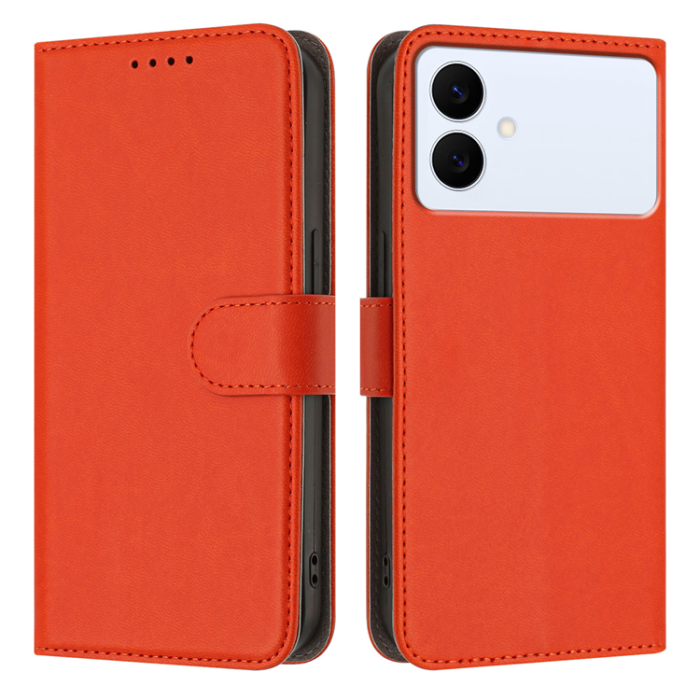 A-One Brand - Galaxy S26 Edge Plånboksfodral Solid Color Läder - Orange