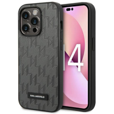 UTGATT1 - Karl Lagerfeld iPhone 14 Pro Skal Saffiano Mono Metal Logo - Grå