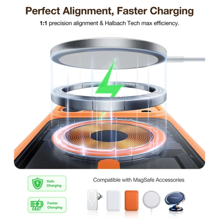 Torras - TORRAS iPhone 17 Pro Mobilskal MagSafe Matte PC + TPU - Orange