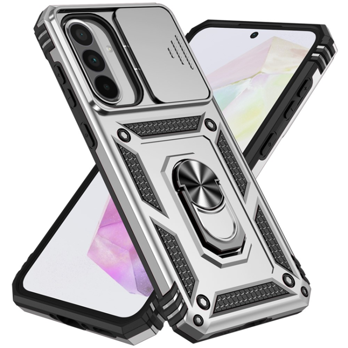 A-One Brand - Galaxy A36/A56 Mobilskal Kickstand PC + TPU - Silver