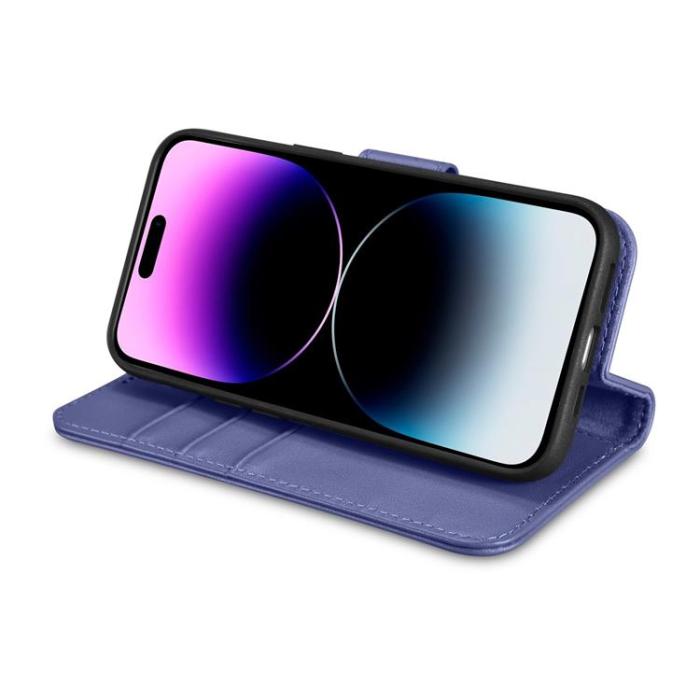 ICARER - iCarer iPhone 14 Pro Plånboksfodral 2in1 Äkta Läder - Ljuslila