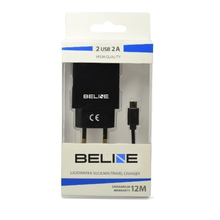 Beline - Beline Väggladdare 2x USB-A Med USB-C Kabel - Svart