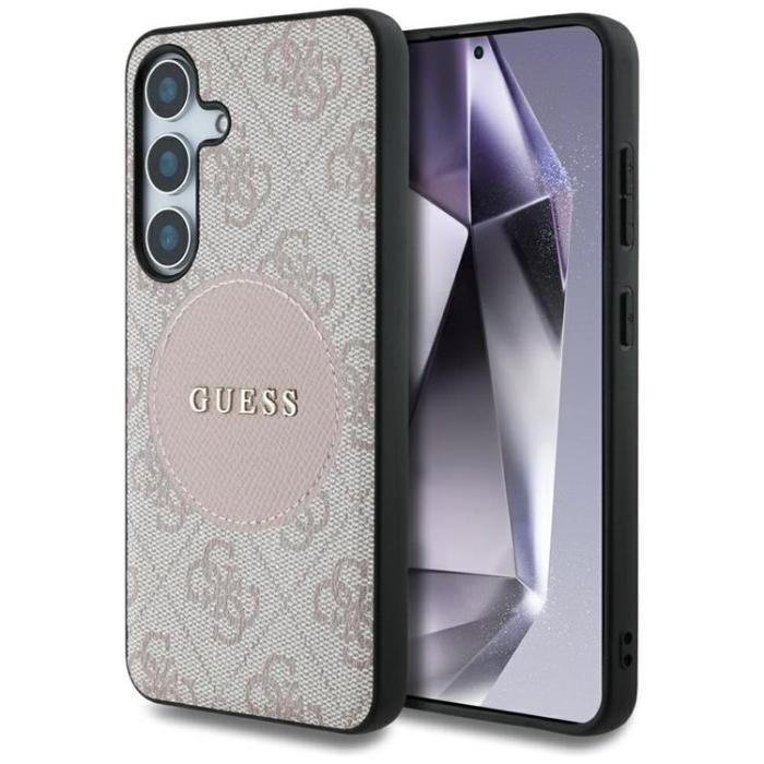 Guess - Guess Galaxy S25 Mobilskal MagSafe Round Patch Classic Logo - Rosa