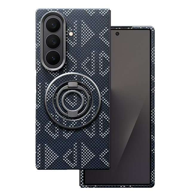 Mobilskal till Galaxy Z Fold 7 MagSafe Kevlar Metal Ring - Geometric Blå | 2353 | AlltMobil