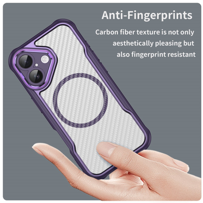 A-One Brand - iPhone 17 Mobilskal MagSafe Carbon Fiber - Lila