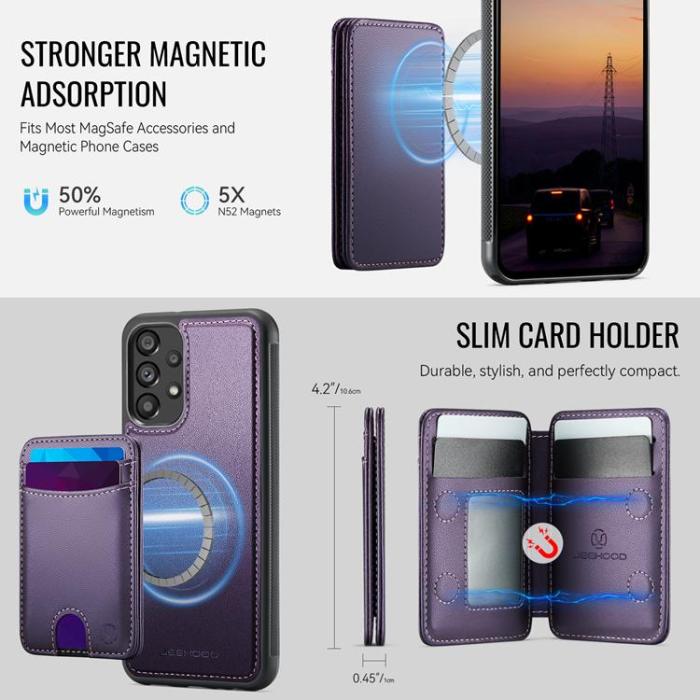 OEM - JEEHOOD Samsung Galaxy A13 4G/5G Mobilskal Konstläder med Kortfack - Lila