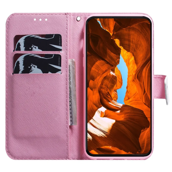 Taltech - iPhone 15 Pro Plånboksfodral med Tryck - Rosa Blomma