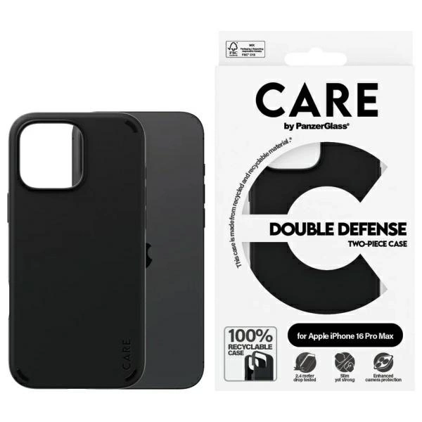 CARE By PanzerGlass iPhone 16 Pro Max Mobilskal Double Defense - Svart | 2353 | AlltMobil