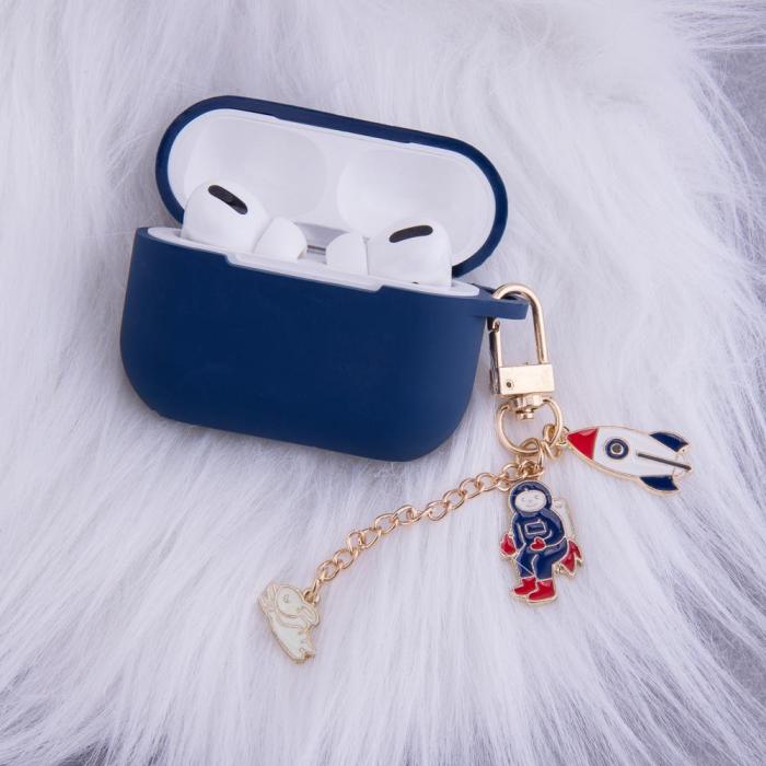 OEM - AirPods/AirPods 2 Fodral Mörkblått med Hänge - Skyddande Etui