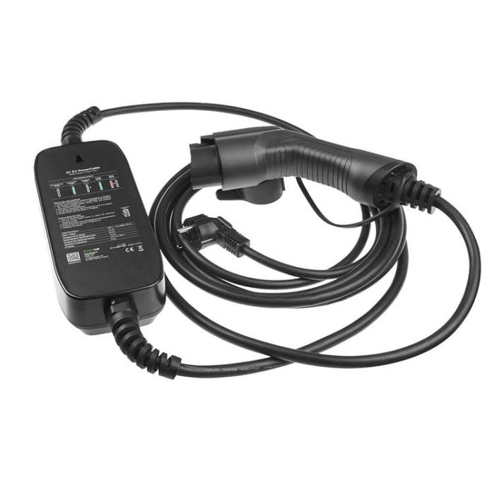 UTGATT1 - Green Cell Laddkabel Elbil EV17 Typ1 Schuko 5.5m 3.6kW 10/16A LCD IP66 - Svart