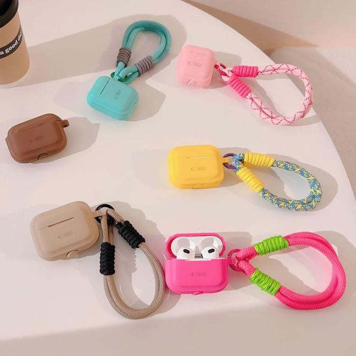 Tech-Protect - Tech-Protect Airpods Pro 1/2 Skal Silikon Rope - Cafe Latte