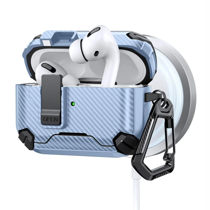 A-One Brand - AirPods Pro Skal Magsafe Carbon Fiber - Babyblå