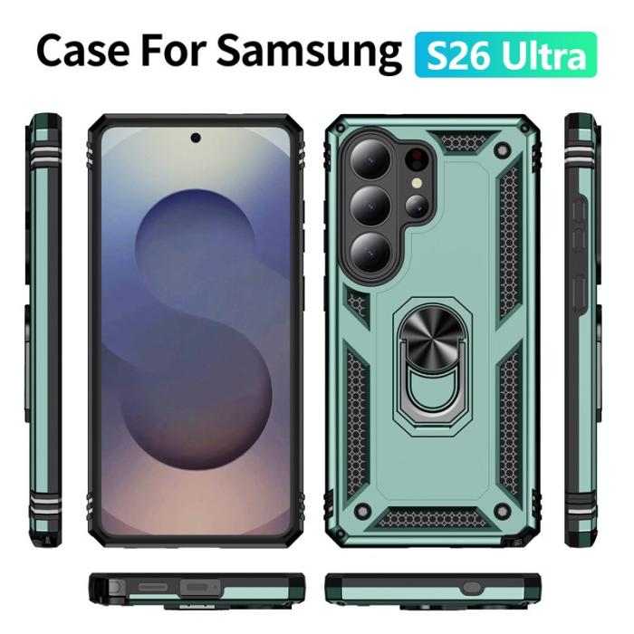 OEM - Mobilskal till Samsung Galaxy S26 Ultra Plast Med Ställning - Grön