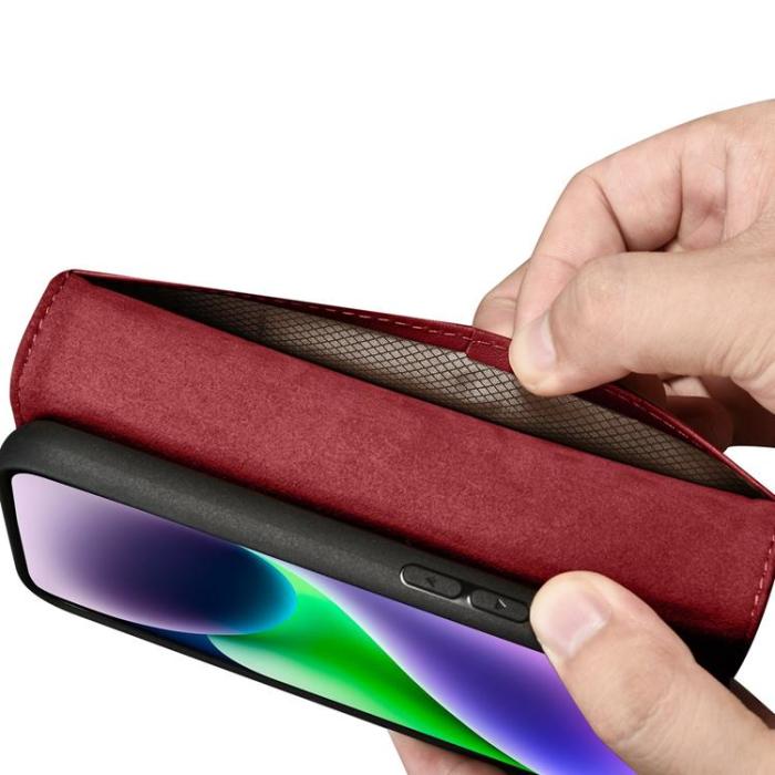 ICARER - iCarer iPhone 14 Plånboksfodral 2in1 Äkta Läder - Röd
