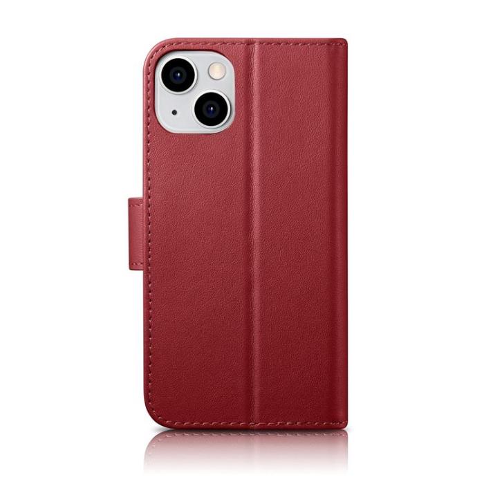 ICARER - iCarer iPhone 14 Plånboksfodral 2in1 Äkta Läder - Röd