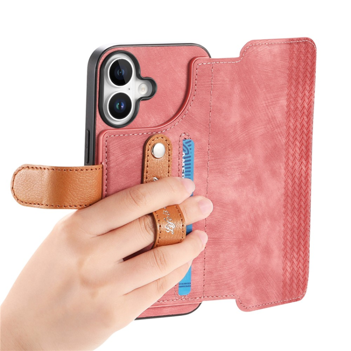 A-One Brand - Plånboksfodral För iPhone 17 Armband Kickstand - Rosa