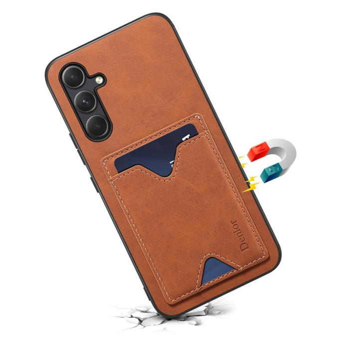 DENIOR - DENIOR Samsung Galaxy S23 FE Fodral Kortfodral KonstLäder Brun