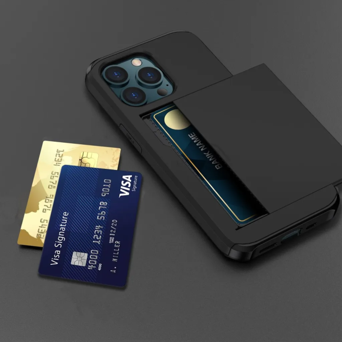 Taltech - iPhone 15 Pro Max Mobilskal Korthållare - Svart
