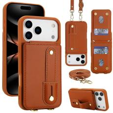 A-One Brand - iPhone 17 Pro Max Mobilskal korthållare Med Axelrem - Brun